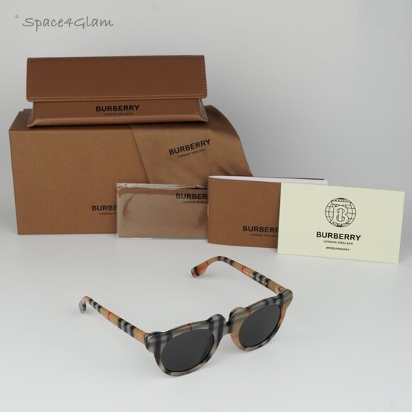Burberry Girls Sunglasses Vintage Check Grey Round JB4355 KIDS 377887 BRAND NEW - Picture 8 of 9